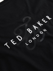 Ted Baker Black Tebars-SS Branded Script 100% Cotton T-Shirt - Image 7 of 9