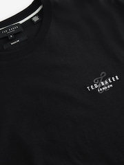 Ted Baker Black Tebars-SS Branded Script 100% Cotton T-Shirt - Image 9 of 9