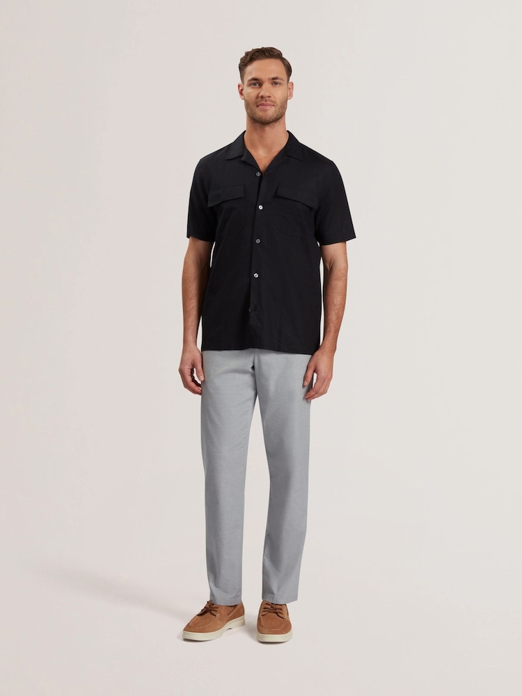 Ted Baker Black Regular Fit Whether Short Sleeve Double Pocket Shirt - Image 3 of 6
