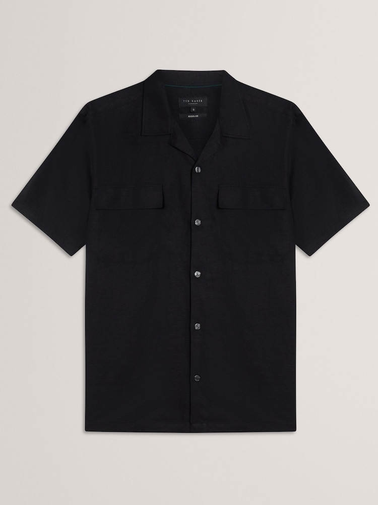 Ted Baker Black Regular Fit Whether Short Sleeve Double Pocket Shirt - Image 5 of 6