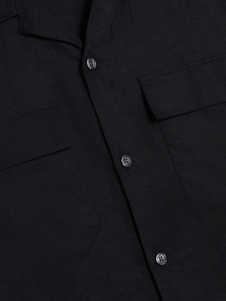 Ted Baker Black Regular Fit Whether Short Sleeve Double Pocket Shirt - Image 6 of 6