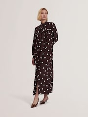 Ted Baker Brown Elnie Scarf Detail Midi Dress - Image 1 of 5