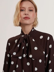 Ted Baker Brown Elnie Scarf Detail Midi Dress - Image 2 of 5