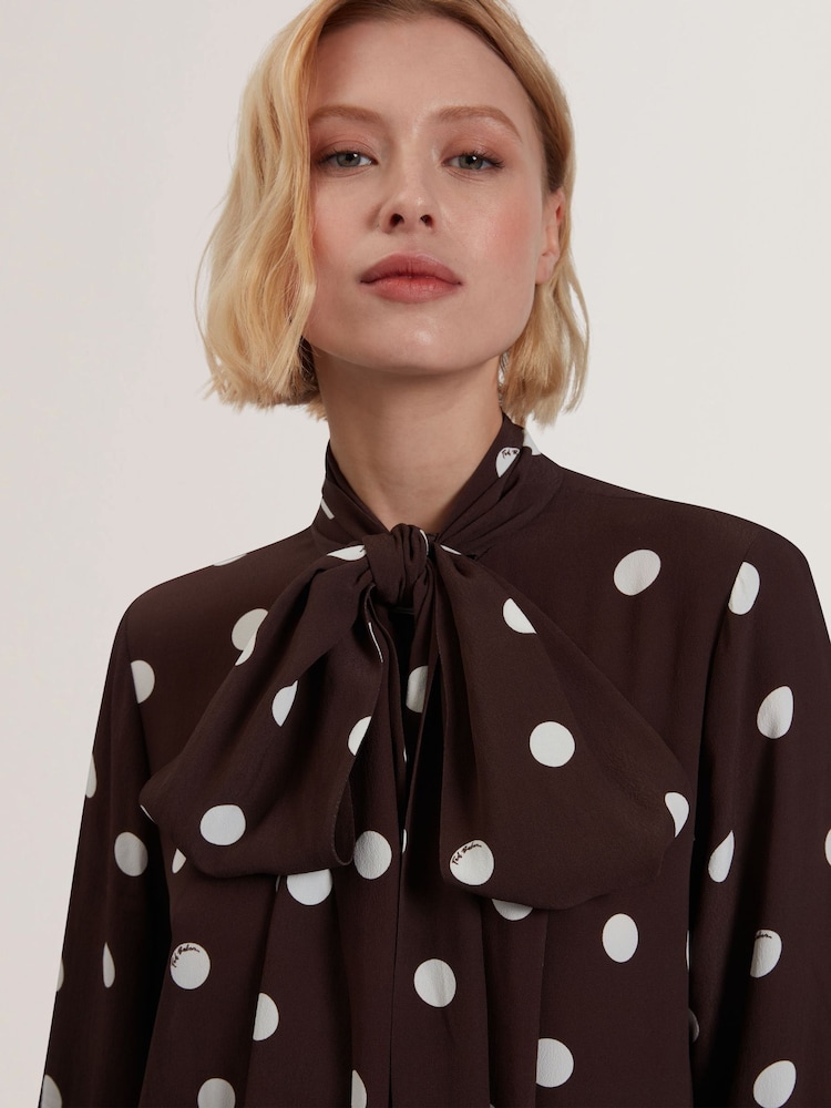 Ted Baker Brown Elnie Scarf Detail Midi Dress - Image 2 of 5