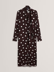 Ted Baker Brown Elnie Scarf Detail Midi Dress - Image 4 of 5