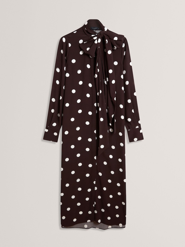 Ted Baker Brown Elnie Scarf Detail Midi Dress - Image 4 of 5