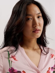 Ted Baker Pink Meralll Woven Front Printed Cardigan - Image 2 of 6