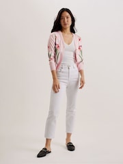 Ted Baker Pink Meralll Woven Front Printed Cardigan - Image 3 of 6