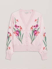Ted Baker Pink Meralll Woven Front Printed Cardigan - Image 5 of 6