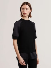Ted Baker Black Onzaa Raglan Detail T-Shirt - Image 1 of 6
