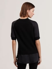 Ted Baker Black Onzaa Raglan Detail T-Shirt - Image 4 of 6
