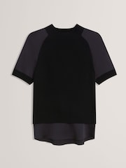 Ted Baker Black Onzaa Raglan Detail T-Shirt - Image 5 of 6