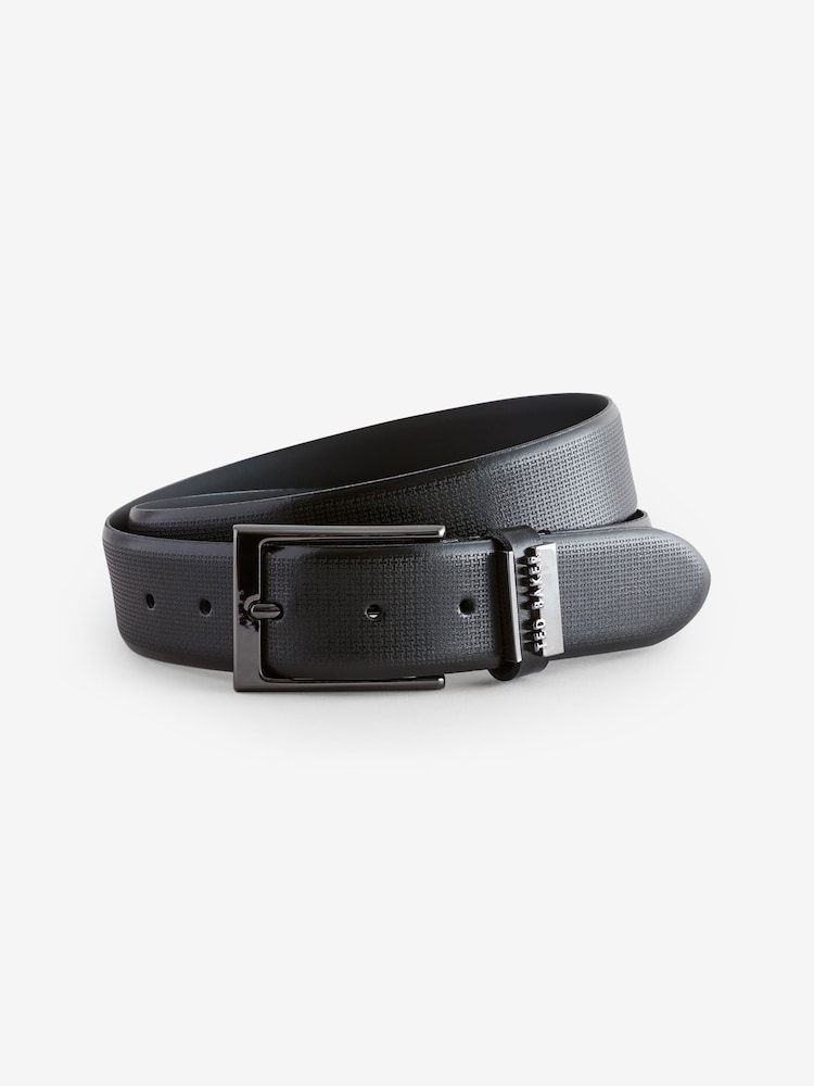 Ted Baker Black Dawsons Textured Leather Belt - Image 1 of 4