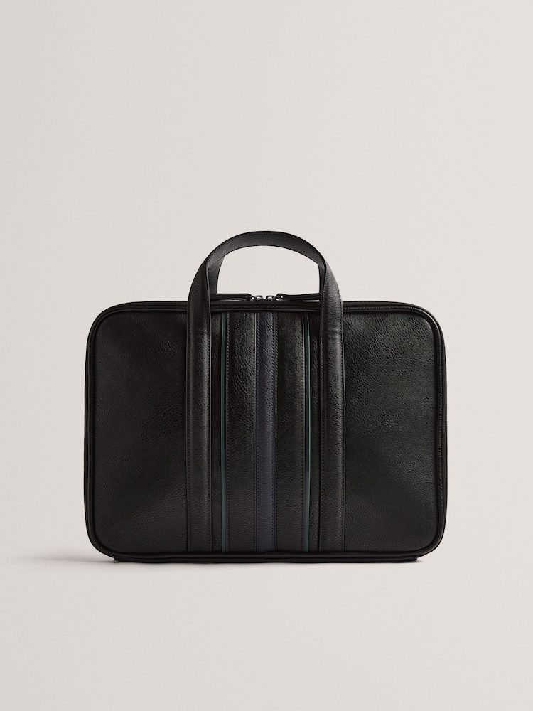 Ted Baker Black Kedrik Stripe PU Document Bag - Image 1 of 4