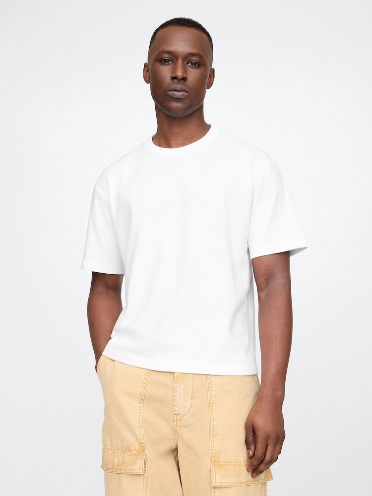 Weiß - Gap – schweres, kastiges T-Shirt - Bild 1 von 5