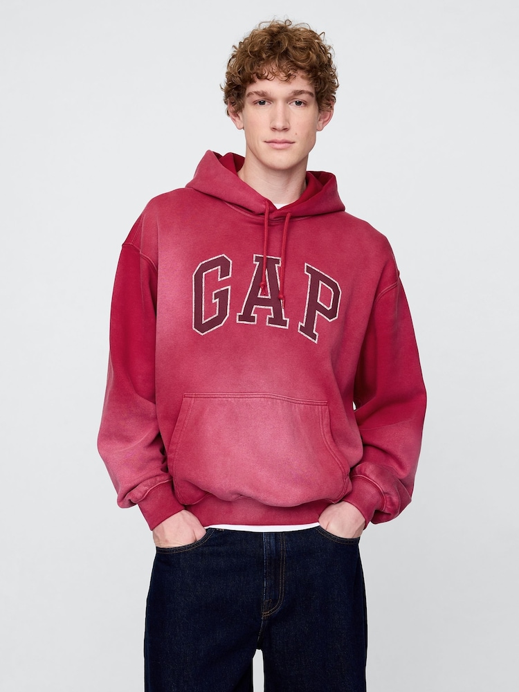 Gap Red Vintage Soft Oversized Logo Hoodie - Image 1 of 3