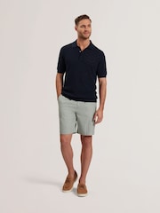 Blau - Ted Baker Waterby Short Sleeve Textured Silk Polo Shirt - Bild 2 von 6