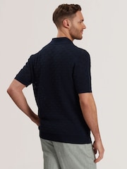 Blau - Ted Baker Waterby Short Sleeve Textured Silk Polo Shirt - Bild 4 von 6