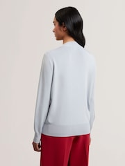 Ted Baker Blue Eloaa-Woven Front Printed Sweater - Image 2 of 6