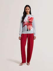 Ted Baker Blue Eloaa-Woven Front Printed Sweater - Image 3 of 6