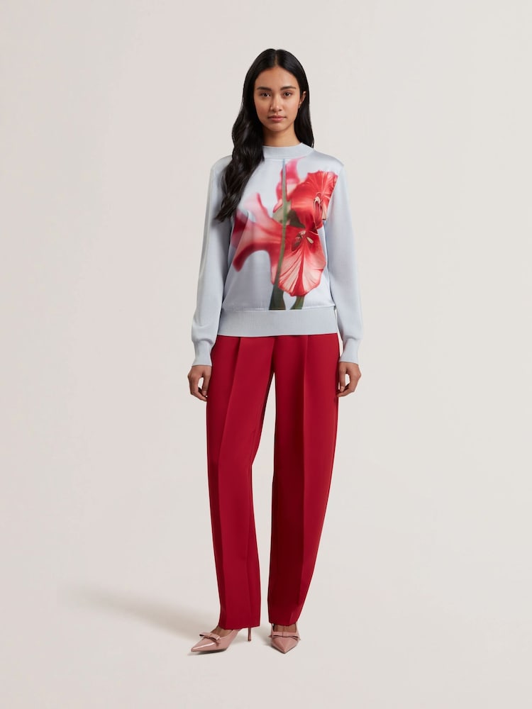Ted Baker Blue Eloaa-Woven Front Printed Sweater - Image 3 of 6