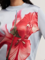 Ted Baker Blue Eloaa-Woven Front Printed Sweater - Image 4 of 6