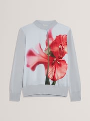 Ted Baker Blue Eloaa-Woven Front Printed Sweater - Image 5 of 6