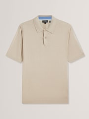كريم - Ted Baker Nick Short Sleeve Silk Polo Shirt - صورة 5 من 6