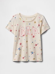Gap Beige Floral Short Sleeve Crew Neck Graphic T-Shirt (6mths-5yrs) - Image 1 of 3