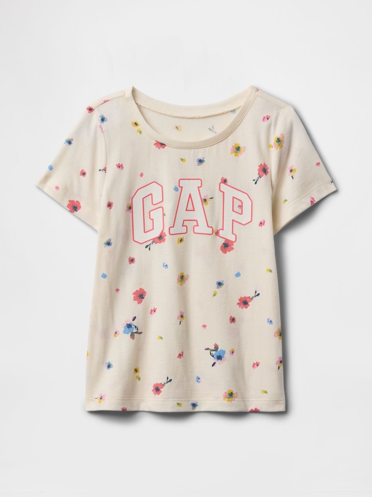 Gap Beige Floral Short Sleeve Crew Neck Graphic T-Shirt (6mths-5yrs) - Image 1 of 3