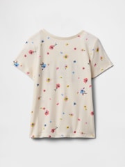 Gap Beige Floral Short Sleeve Crew Neck Graphic T-Shirt (6mths-5yrs) - Image 2 of 3