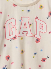 Gap Beige Floral Short Sleeve Crew Neck Graphic T-Shirt (6mths-5yrs) - Image 3 of 3