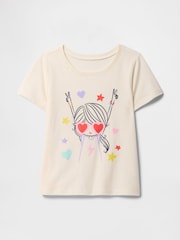 beis - Camiseta gráfica de manga corta y cuello redondo de Gap (6 meses - 5 años) - Imagen 1 de 3