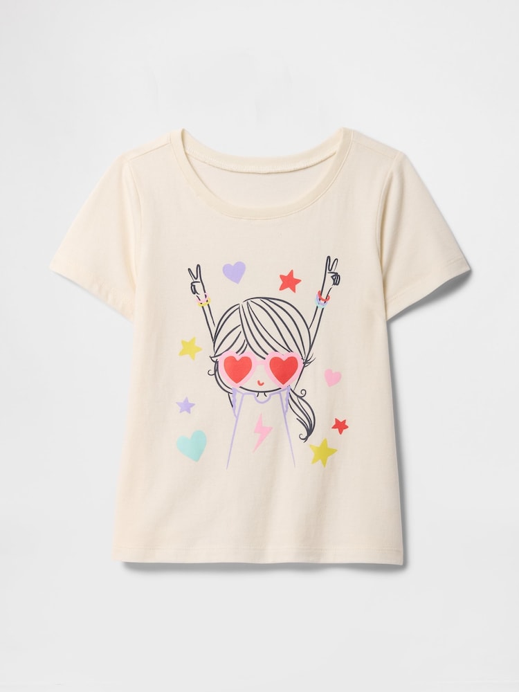 beis - Camiseta gráfica de manga corta y cuello redondo de Gap (6 meses - 5 años) - Imagen 1 de 3