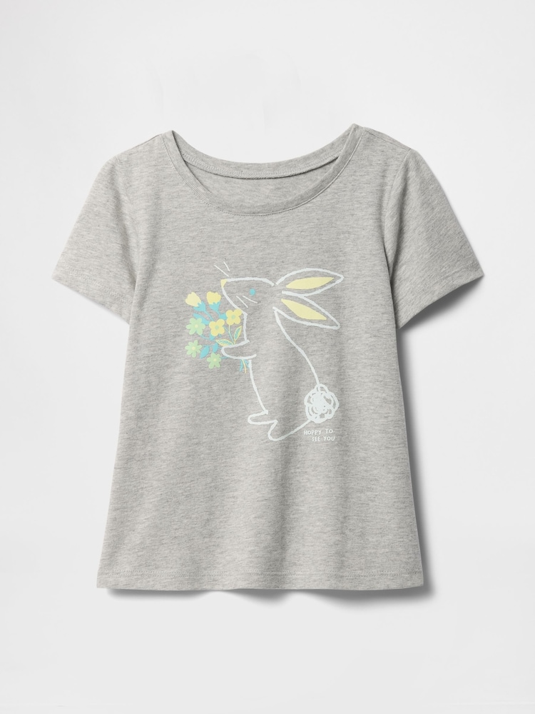 Gap Grey Bunny Short Sleeve Crew Neck Graphic T-Shirt (6mths-5yrs) - Image 1 of 3