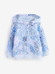 Azul con mariposa - Sudadera con capucha, forro de polar, cremallera y logotipo de Gap (6 meses - 5 años) - Imagen 1 de 5