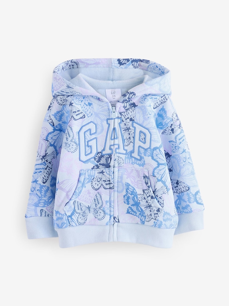 Azul con mariposa - Sudadera con capucha, forro de polar, cremallera y logotipo de Gap (6 meses - 5 años) - Imagen 1 de 5