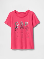 Gap Bright Pink Short Sleeve Crew Neck Graphic T-Shirt (6mths-5yrs) - Image 1 of 3