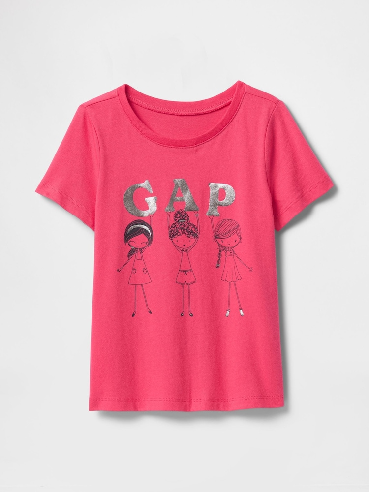 Gap Bright Pink Short Sleeve Crew Neck Graphic T-Shirt (6mths-5yrs) - Image 1 of 3