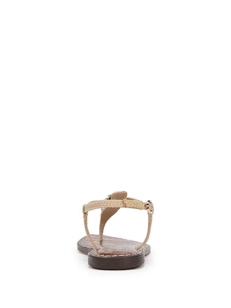 שמנת - Sam Edelman Regular Fit Cream Gigi Ray T Bar Sandals - Image 4 of 6