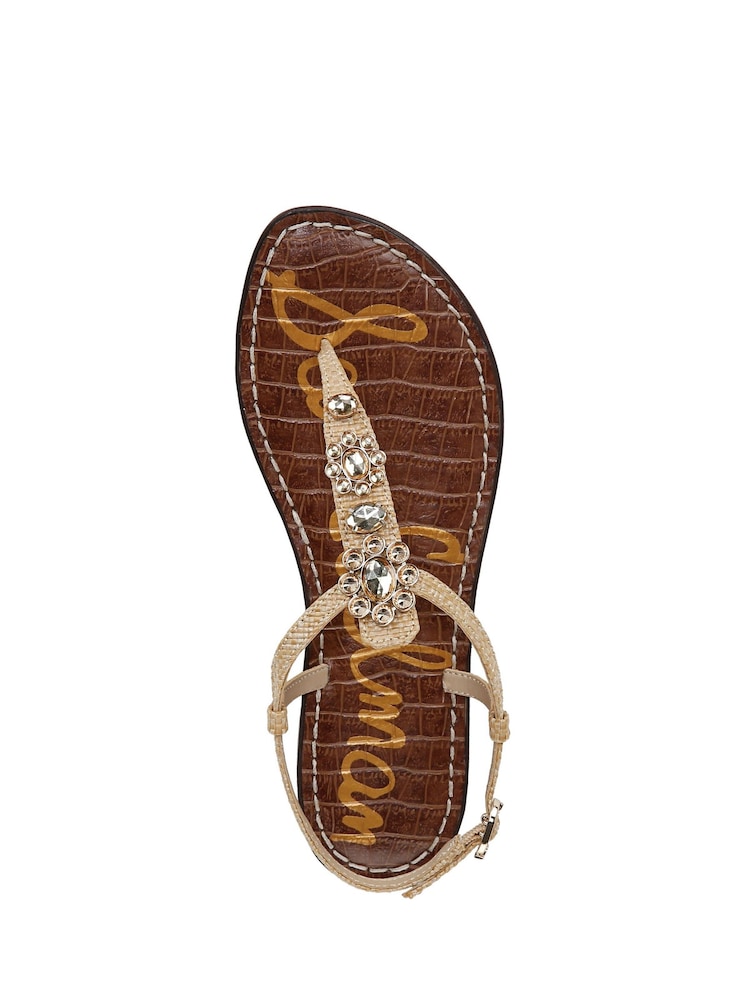 שמנת - Sam Edelman Regular Fit Cream Gigi Ray T Bar Sandals - Image 5 of 6
