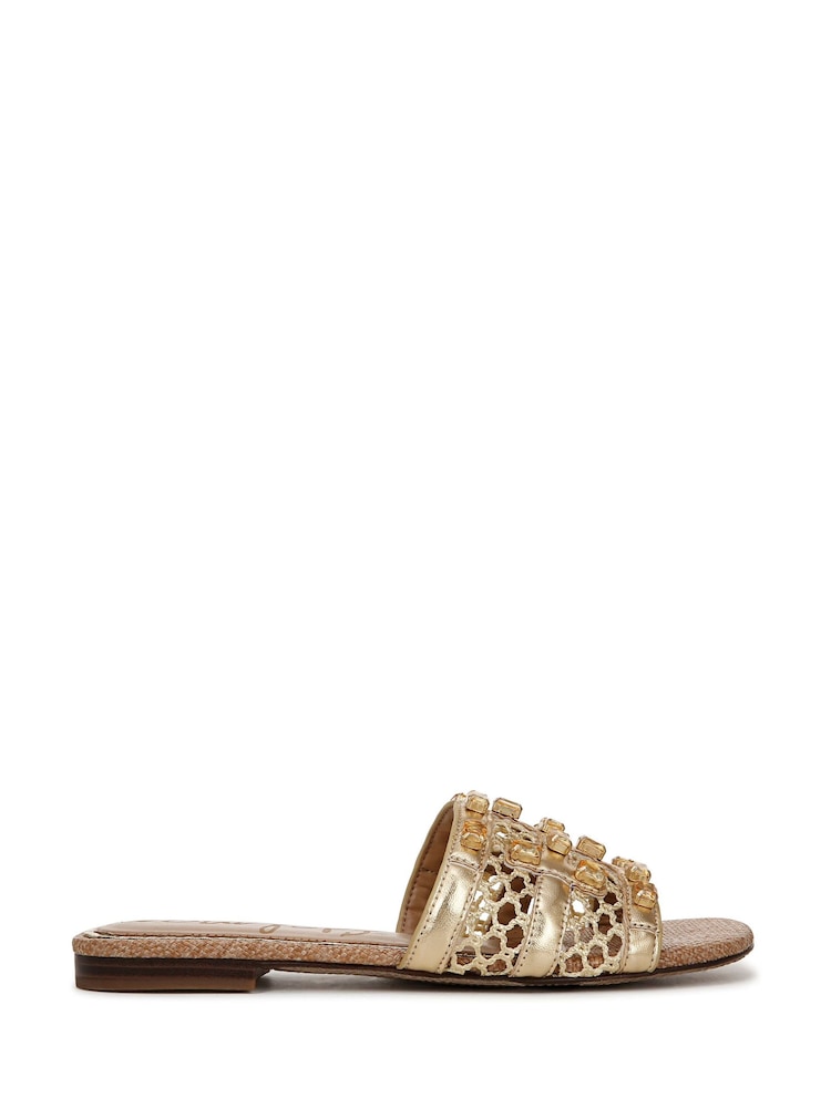 Sam Edelman Regular Fit Gold Blaire Slider Sandals - Image 1 of 2