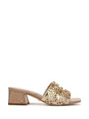 Sam Edelman Regular Fit Gold Webster Block Heeled Slider Sandals - Image 2 of 8