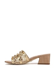 Sam Edelman Regular Fit Gold Webster Block Heeled Slider Sandals - Image 3 of 8