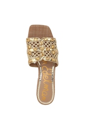 Sam Edelman Regular Fit Gold Webster Block Heeled Slider Sandals - Image 7 of 8