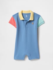 Gap Blue Pique Polo Romper (Newborn-24mths) - Image 1 of 2