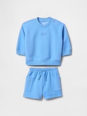 Azul - Conjunto de pantalones cortos de chándal con diseño de tacto suave y logo vintage de Gap (recién nacido - 24 meses) - Imagen 1 de 2