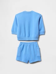 Azul - Conjunto de pantalones cortos de chándal con diseño de tacto suave y logo vintage de Gap (recién nacido - 24 meses) - Imagen 2 de 2