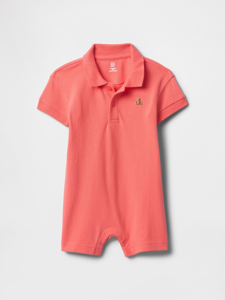 Gap Pink Pique Polo Romper (Newborn-24mths) - Image 1 of 2