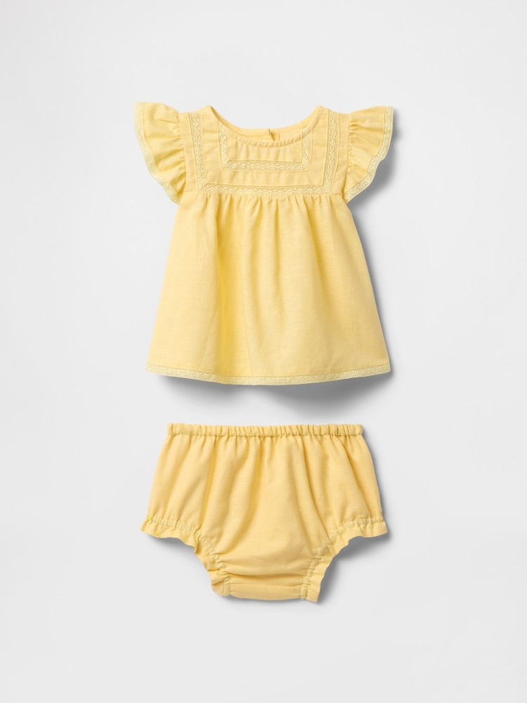 Gap Yellow Linen-Cotton Ruffle Outfit Set (Newborn-24mths) - Image 1 of 2 Gap Yellow Linen-Cotton Ruffle Outfit Set (Newborn-24mths) - Image 1 of 2